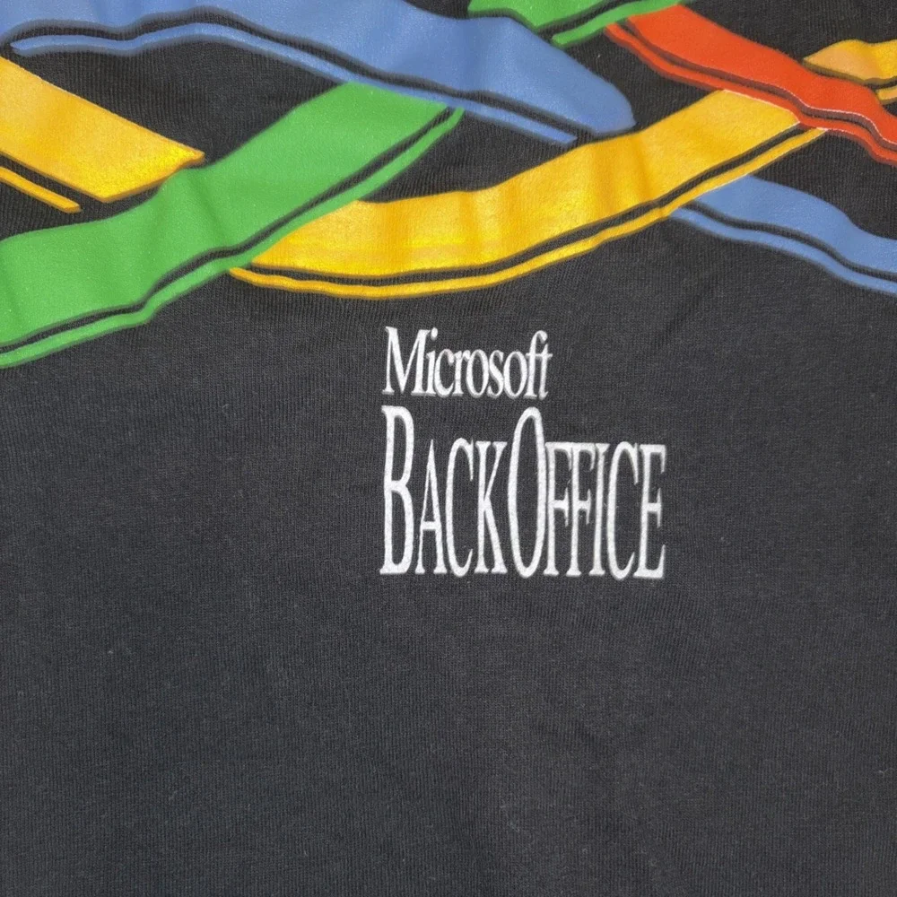 Vintage 90s Microsoft Back Office Computer Tech Tank Top Medium Black
